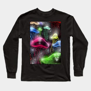 Glowing Colorful Jellyfish Underwater Long Sleeve T-Shirt